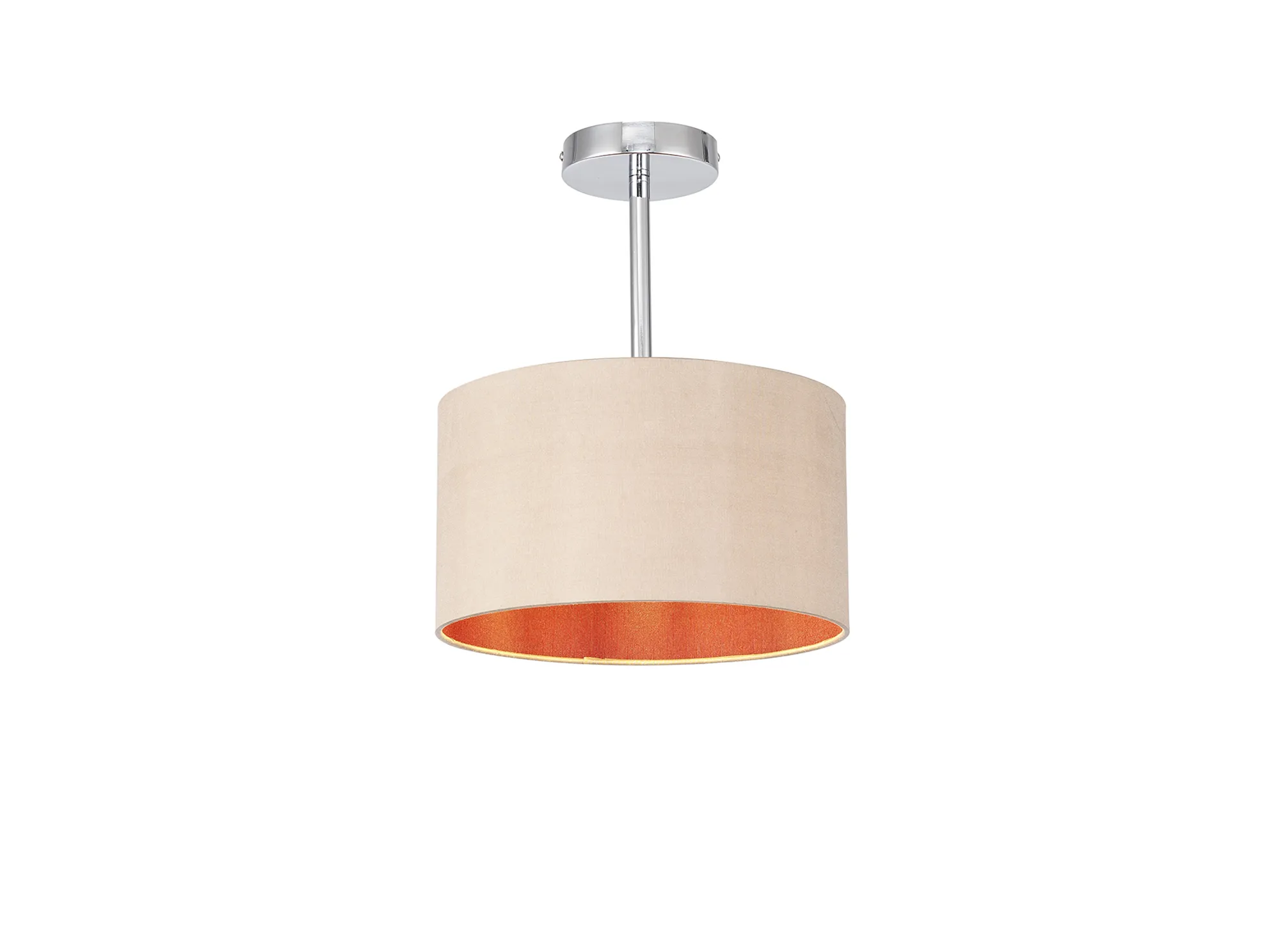 DK0084  Baymont 30cm Semi Flush 1 Light Polished Chrome, Antique Gold/Ruby